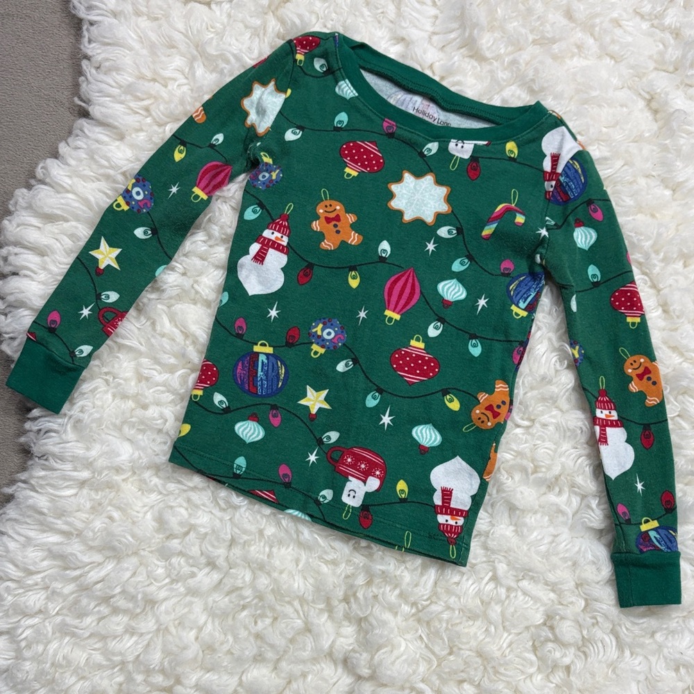Holiday Lane Sleepwear Snug-Fitting Festive Ornaments Print Unisex Top Kids 4T !